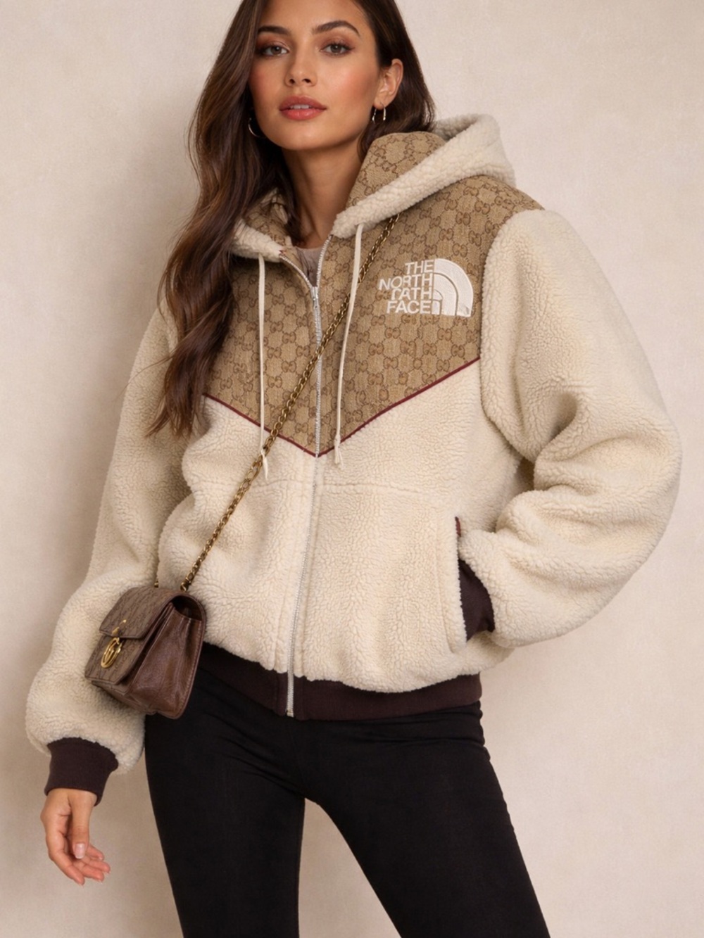 Gucci x The Northface GG Monogram Sherpa Hoodie Jacket sold out collab Rare
